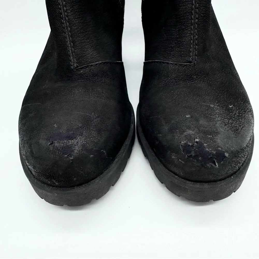 Vagabond Shoemakers Grace‎ Nubuck Chunky Chelsea Ankle Boots Black Sz 39 Minimal